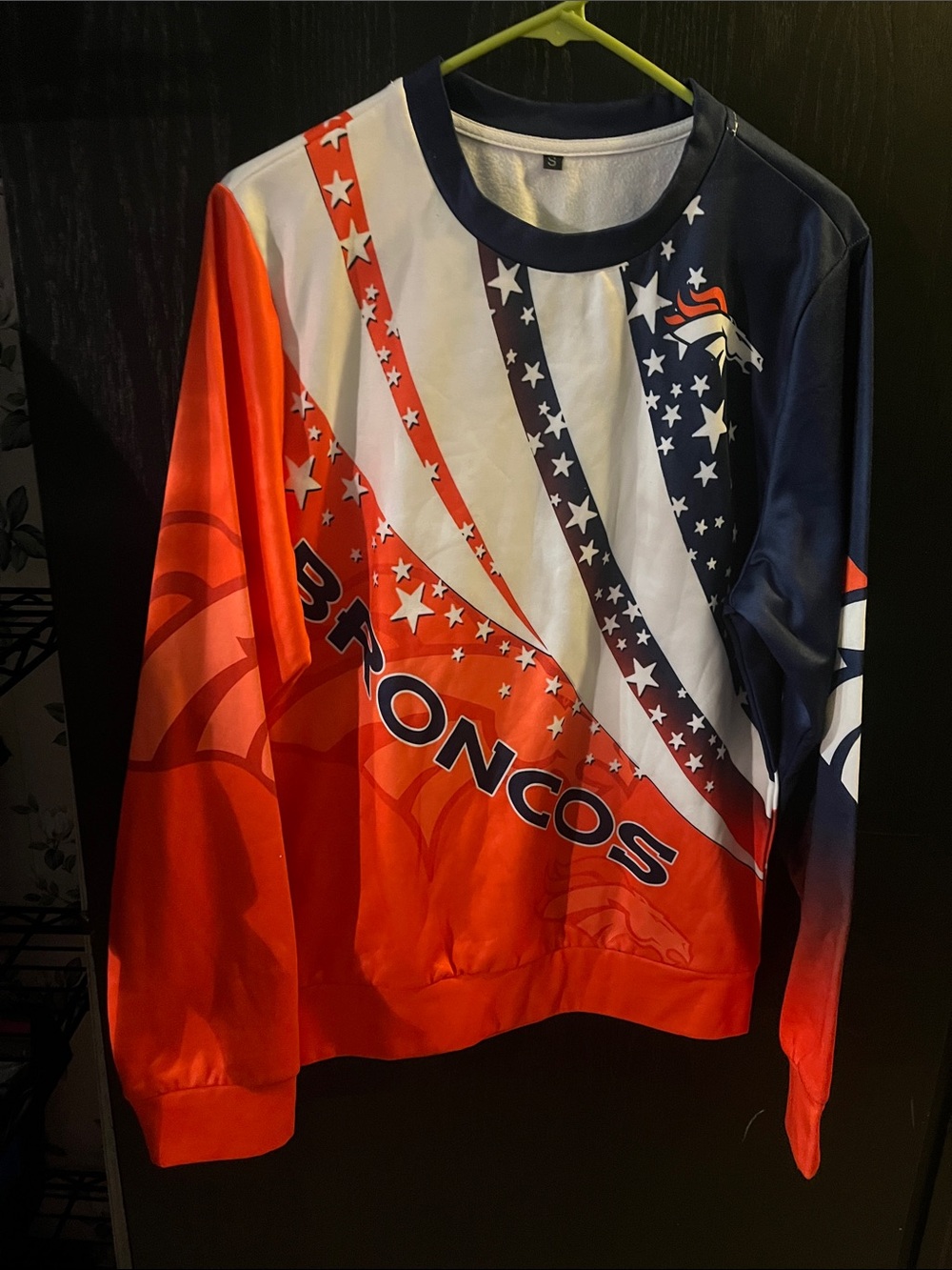 Women's Colorblock broncos Pullover Sweatshirt - Orange, Navy & White